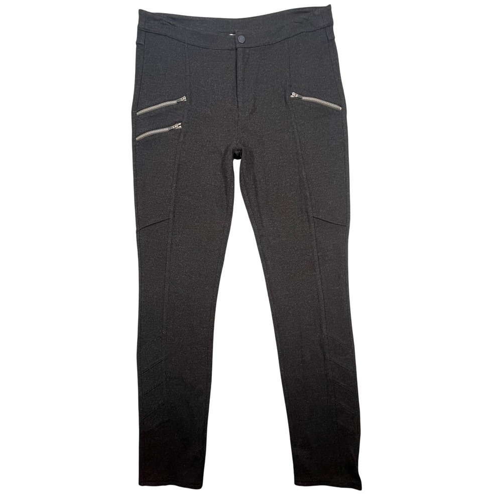 Athleta Black Ponte Metro Moto Skinny Pants Zipper Pockets Women 12